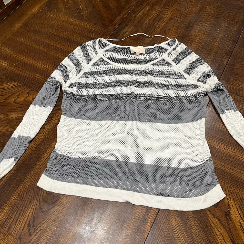 Skies Are Blue Striped Gray and white Sweater